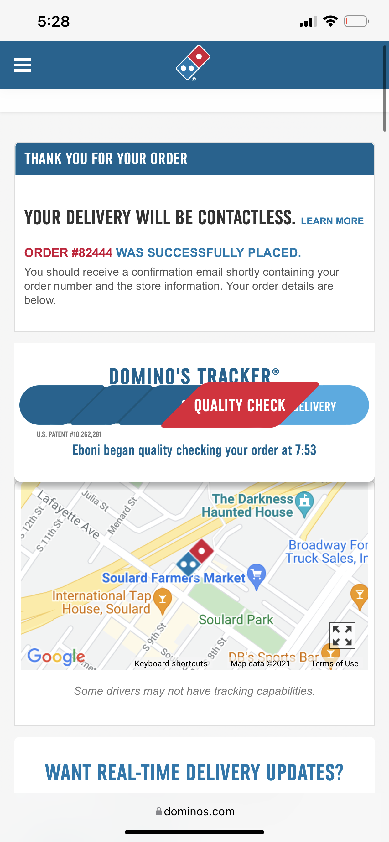 Dominos track my order